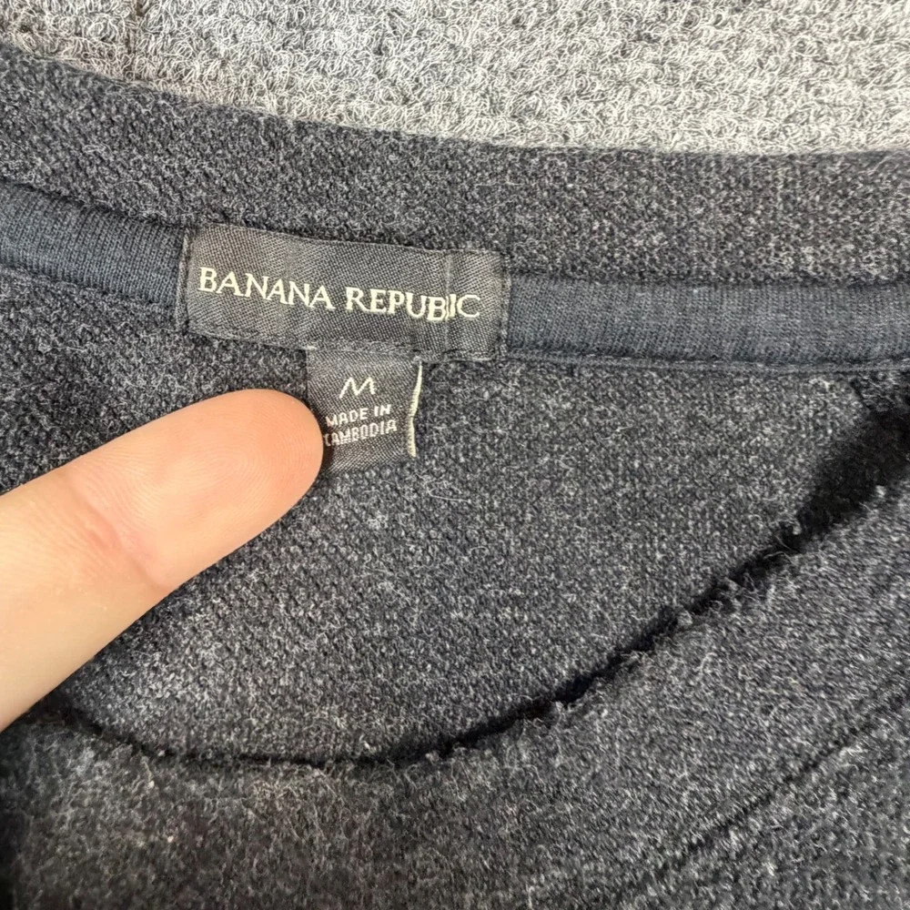 VTG Banana Republic Mens Medium Charcoal Gray Heather Raglan Crewneck Sweatshirt